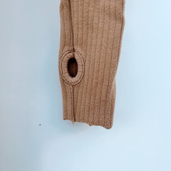 Enza Costa Tencel Cashmere Ribbed Midi Long Sleeve Camel Dress XS Crewneck - Picture 6 of 8